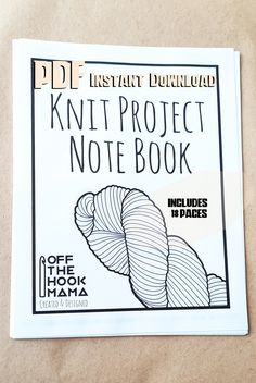 the knit project note book is open and ready to be used