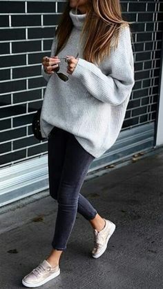 Minimalisticky Chic, Winter Clothes Women Casual, Sweater Weather Outfits, Sneaker Outfits, Grey Outfit, Casual Winter Outfits, 가을 패션