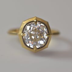 Exquisite true old mine cut diamond, circa Victorian or 1800s has a slight cushion shape to it. Diamond: GIA certified 3.00 carats M VS2, the diamond table has been polished. Set in custom 18k mounting size 6 The diamond cut with a high crown makes it very brilliant, faces up white.  Comes with RRV appraisal from certified gemologist Mine Cut Diamond Ring, Unique Engagement Rings Gold, Antique Engagement Rings Victorian, Wide Band Diamond Rings, Engagement Rings Set, Best Diamond Rings, Cushion Cut Diamond Ring, Emerald Ring Vintage, Vintage Cocktail Ring