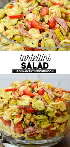 Tortellini Salad in a bowl Charcuterie Pasta Salad, Pasta Salad Salami, Pasta Charcuterie Board, Italian Tortellini Pasta Salad, Italian Tortellini Pasta, Tortellini Pasta Salad Recipes, Basil Pasta Salad, Italian Tortellini, Italian Vinaigrette