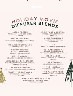 Christmas Movie Diffuser Blends, Diffuser Blends With Peppermint, Diffuser Blend With Christmas Spirit, Doterra Diffuser Blends, Essential Oil Spray