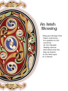 an irish blessing card with ornate design