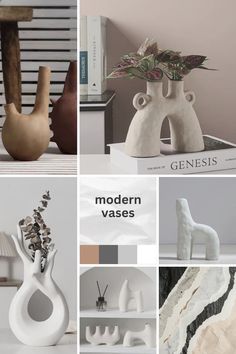 several different vases are shown in this collage with the words modern vases