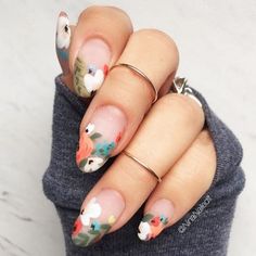 Nail Art Images, Almond Nails Designs, Almond Acrylic Nails, Flower Nail Art, Oval Nails, Spring Vibes, Manicure E Pedicure