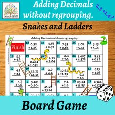 a board game with snakes and ladders for addition to the number 1, 2, 3