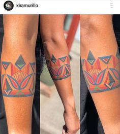 two people with matching tattoos on their legs