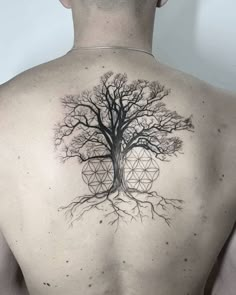 a man with a tree tattoo on his back