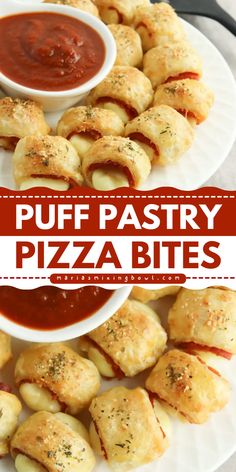 Need an easy appetizer recipe for a crowd? Serve up this pizza finger food. This fun party snack is one of the best game day recipes. Loaded with cheese and pepperoni, these Puff Pastry Pizza Bites are sure to be a hit! Finger Food For Party Easy, Snacks With Puff Pastry, Easy Recipes Finger Food, Easy Pizza Bites Recipe, Easy Make Appetizers, Filling Appetizers For Party Easy, Puff Pastry Pizza Appetizers, Easy Filling Appetizers, Pizza Pastry Puffs