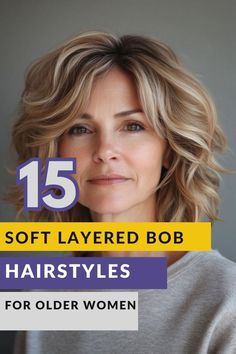 Soft Layered Bob, Hairstyles For Over 50, Bobs Hairstyles, Colored Bobs, Grey Bob Hairstyles, Layered Bob With Bangs, Hairstyles For Older Women, Layered Bob Haircuts