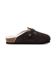 Exude casual-cool style in comfort in these slip-on-and-go clogs, crafted from a soft suede in a versatile neutral hue for effortless pairing. A durable TPU sole ensures tread-safe steps and soft fleece lining offers extra cozy warming. Suede upper Leather lining Man-made fleece insole TPU sole Winter Suede Clogs With Leather Footbed, Casual Slippers With Suede Lining And Round Toe, Casual Suede Clogs With Textured Footbed, Everyday Slippers With Textured Footbed And Round Toe, Winter Suede Clogs With Textured Footbed, Winter Suede Clogs With Rubber Sole, Winter Suede Mules With Closed Toe, Winter Closed Toe Suede Mules, Winter Suede Closed Toe Mules