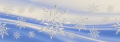 snowflakes are floating in the air on a blue and white background