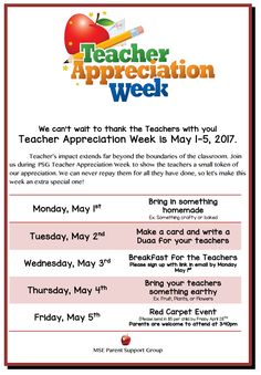 an advertisement for teacher appreciation week