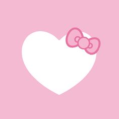 a white heart with pink bows on it's side against a light pink background