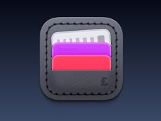 an app icon with three different colored folders in the bottom right corner, on a dark background