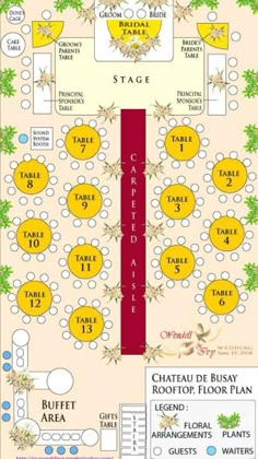 the seating plan for an event at chateau de busay