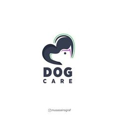 dog care logo design with woman's face