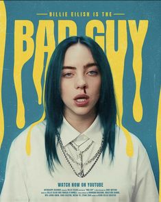 a movie poster for bad guy with a woman's face painted yellow and blue