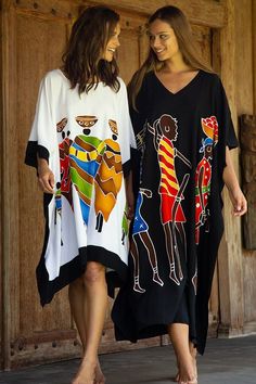 Enjoy this short caftan cover-up. It is ideal for wearing around the house, dressing it up to go out to lunch, or even making a statement on your vacation, or cruise. Easy to wear with endless possibilities. length 38” width 43” Made from 100% soft Rayon Hand-painted design Hand wash in cold water, hang to dry Wide Dress, Saree Painting Designs, House Dressing, Painted Clothes Diy, Poncho Dress, Hand Painted Dress, Fabric Painting On Clothes, Dress Painting, Family Design