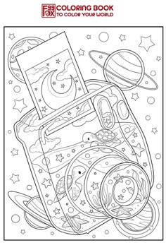 a coloring book with space and stars on it