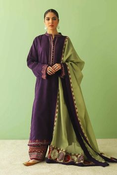 Purple Long Kameez Salwar Suit Pakistani Party Dresses Pakistani Party Dresses, Long Kameez, Zara Shahjahan, Suit Pakistani, Pakistani Party Wear, Pakistani Lawn Suits, Jacquard Shirt, Summer Lawn, Lawn Dress