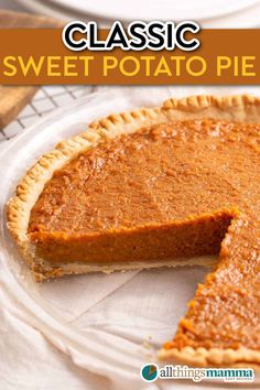 A slice of classic sweet potato pie with a golden, flaky crust and smooth spiced filling, perfect for fall and holiday gatherings. Southern Sweet Potato Pie, Popular Pies, Thanksgiving Spread, Potatoe Recipes