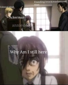 an anime scene with the caption that says, why am i still here?