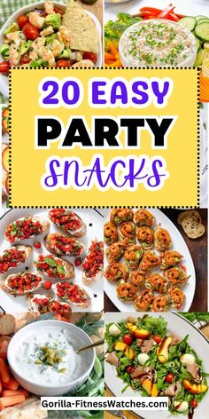 20 easy party snacks with text overlay