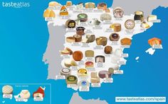 a map with all the different types of cheeses in france on it's side