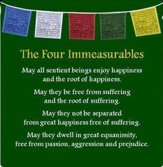 the four immeasurables poem on a green background