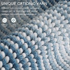 a blue and white knitted afghan is featured in the article unique cationic yarn