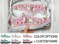 Nurse Shoes Nurse Gift Shoes Custom Name Shoes Doctor Nurse Gift Running Sneakers Nurse Print Athletics Shoes Women Adult Kids Children Product Details; ▶ Lightweight construction with breathable mesh fabric for maximum comfort and performance. ▶ Lace-up closure for a snug fit. ▶ Lightweight construction for maximum comfort. ▶ High-quality EVA sole for traction and exceptional durability. ▶ Not sold in stores. This is a Made to Order item. ▶ Ships worldwide from China.  ▶Shipping: -Production time: 4-7 days - Free standard shipping: 2-3 weeks delivery approx. - Express shipping: 10-14 days delivery approx. ▶Sizing Guarantee: If your shoes don't fit, you can exchange them for a new pair! Check out more of our products here: https://www.etsy.com/shop/unicornshoesshop/  ▶Cancellations / Retur Nursing Tennis Shoes, Nurse Shoes Comfortable, Nurses Shoes, Nurse Shoes, Custom Nursing Shoes, Nursing Shoes, Running Sneakers, Tie Shoes, Nurse Gifts