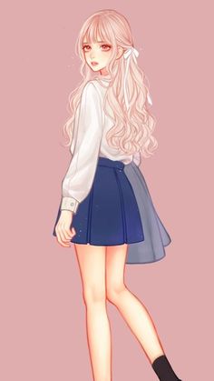 Girl Drawings, Hair Anime, Blonde Hair, Blonde, Drawings, Anime, Hair, Pink, Blue