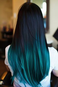 Black To Teal Ombre Hair, Longer Hair Cuts, Degrade Long, Mermaid Balayage, Dyed Hair For Brunettes, Long Haired Boys, Aesthetic Long Hair, Long Hair Aesthetic, Teal Ombre Hair