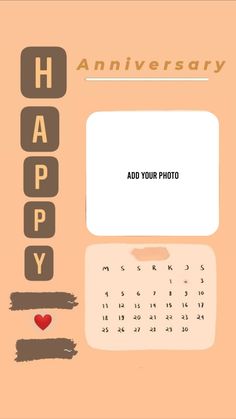 a calendar with the words happy on it and an image of a heart next to it