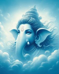 an image of the god ganesh in the clouds