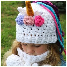 CROCHET PATTERN Unicorn Ponytail hat Set | Etsy Unicorn Ponytail, Crochet Unicorn Hat, Crochet Unicorn Pattern, Hat With Flowers, Unicorn Hat, Crochet Hat Free, Crochet Hats Free Pattern, Ponytail Hat, Crochet Unicorn