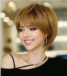 'Sleek" Chic Short Brown Bob Wig With Bangs For Women Heat Resistant, Synthetic Hair, Versatile Style Short Wigs For Women Short Hair Wig Short Brown Bob, Brown Bob Wig, Very Short Bob Hairstyles, Short Wigs For Women, One Length Hair, Brown Bob, Bob Wig With Bangs, Women Short Hair, Bangs For Women