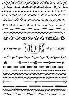 hand drawn borders and dividers in black and white with the words borderers on them