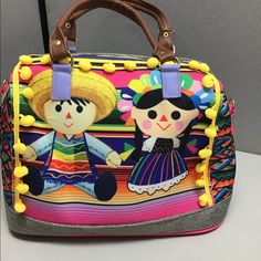 Panchito Y Lele Cilinder Bag Mexican Large Bag Cute On-the-go Satchel Bag, Cute Travel Tote Satchel, Cute Double Handle Travel Bags, Playful Multicolor Crossbody Bag, Fun Multicolor Crossbody Shoulder Bag, Cute Travel Crossbody Satchel, Cute Crossbody Satchel For Travel, Playful Multicolor Shoulder Bag For Travel, Fun Multicolor School Bags