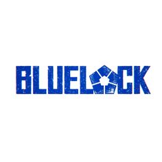 the blue block logo is shown on a white background and it appears to be made out of