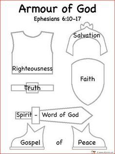 the armor of god worksheet for children to learn how to read it and use it