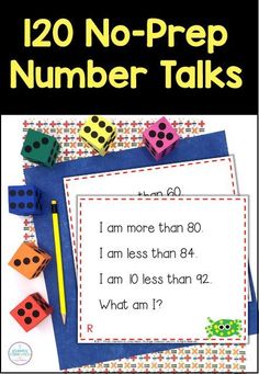 a number talks game with dices and paper