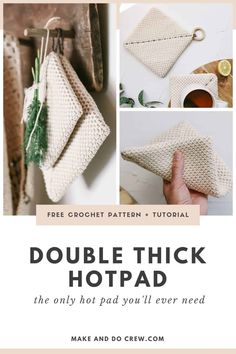 the instructions for how to make a crochet pouch with two different pictures and text