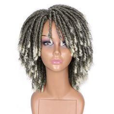 Dreadlock Wig Men Afro Curly Synthetic Wig (Gray) Synthetic Dreadlock Wig Wig Style:Dreadlock Wigs Twist Curly African Wig Style Wig Cap: Mideum Size 20"-22" 3 Combs And 2 Adjustable Straps Brown Afro, Men Afro, Twist Wigs, Short Twist, Dread Wig, Twist Wig, Gray Wig, Crochet Brown, Curly Synthetic Wig