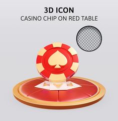 a 3d image of a casino chip on red table with the text'3d icon'above it