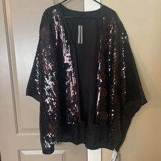 Nwt. Sequin Open Shawl. It 38. Rick Owens Boots, Rick Owens Shoes, Rick Owens Sneakers, Brown Tunic, Rick Owens Jacket, Trending Boots, Silk Jacket, Rick Owens, Black Print