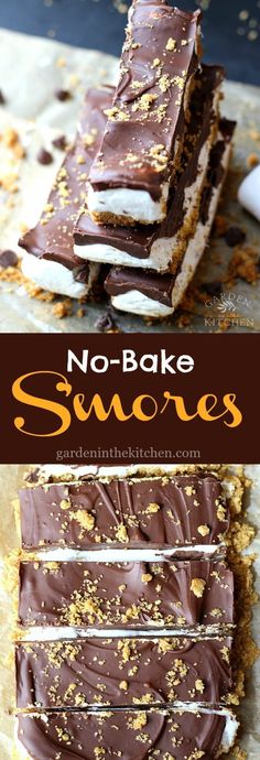 no - bake s'mores recipe with chocolate and marshmallows