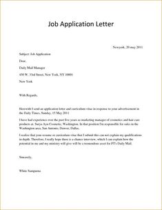 a job application letter is shown in this image