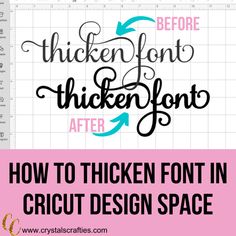 the font in cricut design space is shown with an arrow pointing to it