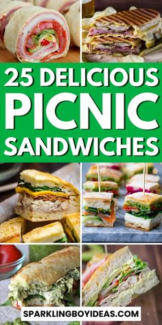 25 delicious picnic sandwiches with text overlay